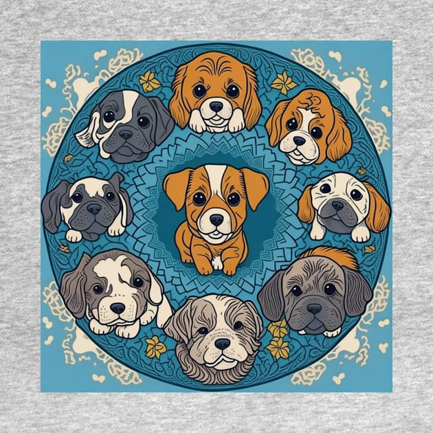 Mandala of adorable ten puppy dogs by likbatonboot